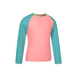 Mountain Warehouse Kids Rash Vest - UV Protection Rash Guard, Long Sleeves Childrens Rash Shirt, Flat Seams, Quick Drying, Stretch Fabric - Ideal for Swimming, Turquoise Kids Size 9-10 Years