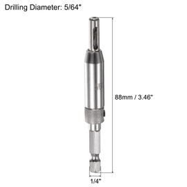 sourcing map Self Centering Hinge Tapper Core Drill Bit, Hole Puncher, 5/64" Diameter 1/4" Hex Shank for Opening Hole Woodworking, 2pcs, Silver Tone