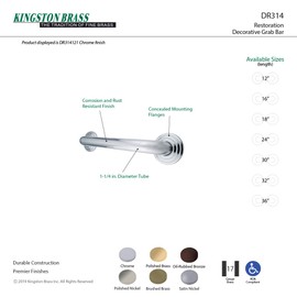 Kingston Brass DR314322 Designer Trimscape Restoration Decor 32-Inch Grab Bar with 1.25-Inch Outer Diameter, Polished Brass