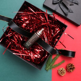 5 OZ Iridescent Red Crinkle Paper Shred Filler for Gift Baskets Box Gift Wrapping Crinkle Plastic Shred Filler for Basket Grass, Wedding, Christmas, Birthday