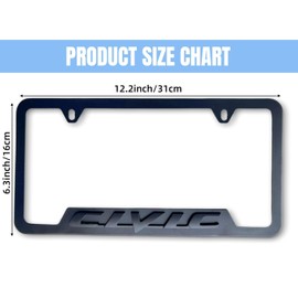 2PCS License Plate for Civic Premium Car License Plate Bracket Holder, Premium Aluminum Alloy Weather Proof License Plate Covers with Screw Caps Cover Set Car Accessories