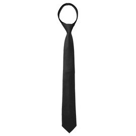 [Allegra K] Men's Necktie Narrow Tie Flat Stripe Adjustable Zipper Casual Business Necktie, Black