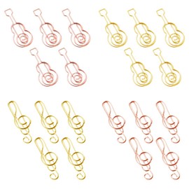 LuckyMoon 20 Pcs Music Paper Clips, Musical Notes Guitars Shaped Metal Paperclips Bookmark Clips Memo Clips Paper Clamps for Office School Stationery Document Organizing Paperwork (Gold & Rose Gold)