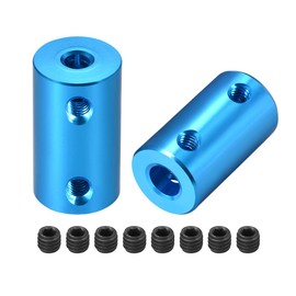sourcing map 2pcs 4mm to 6mm Bore Rigid Clutch Bolt L25XD14 Aluminum Alloy Shaft Coupling Connector Engine Accessories Blue