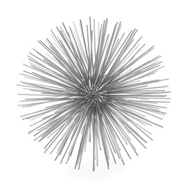 Torre & Tagus Decoración de punta decorativa de esfera plateada, decoración de metal de 7 pulgadas, decoración de mesa 3D, decoración geométrica de estante de mesa, decoración moderna de mediados de siglo, escultura de erizo, objeto decorativo para el ho