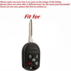 WFMJ Black Leather for Ford F150 F-150 F250 F350 Mustang Fusion Explorer Taurus Expedition Lincoln MKS MKX MKZ Navigator CWTWB1U793 3 4 5 Buttons Smart Remote Key Fob Case Cover Chain (5 Buttons)