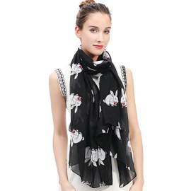 Lina & Lily Rabbit Bunny Print Women's Scarf Oversize (Black)(Size: One Size)