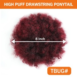 MKJVEN Afro Puff Drawstring Ponytail for Black Women Burgundy Afro Puff Ponytail Extensions, Kinky Curly Ponytail Hair Bun (TBUG#)