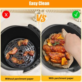 Pack of 130 Airfryer Baking Paper for Cosori Hot Air Fryer 8.5 L, Parchment Paper for Air Fryer, Disposable Paper for Cosori Dual Zone Air Fryer 8.5L and Cookwise 9L, Rectangular Airfryer Accessories