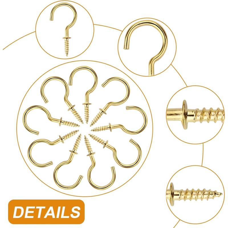 Biaungdo 120 Pack 1/2 Inch Small Screw Hooks with Plastic