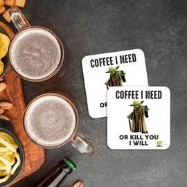 CS097 Coffee i Need or Kill You i willNovelty Funny Coffee Tea Drink Gift Glossy MDF Wooden Coaster