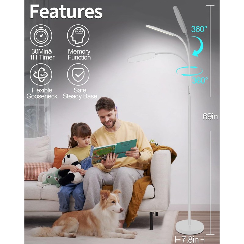 LanSuper Light Therapy Lamp, 10000 Lux UV-Free Happy Therapy Lamp,