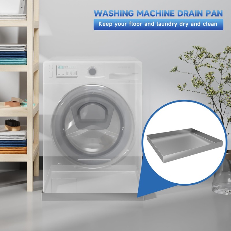 27" x 25" x 2.5" Washing Machine Pan, 304 Stainless