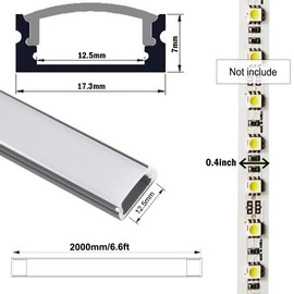 StarlandLed Black 20 Pack 6.6ft/2Meter LED Aluminum Track Diffusers Housing with End Caps and Mounting Clips for LED Flexible Strip …