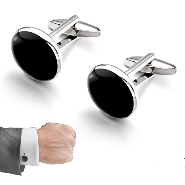 2 x men's cufflinks, black, classic cufflinks, men's cufflinks, classic