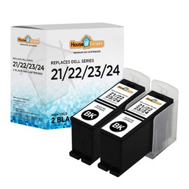 Houseoftoners Remanufactured for Dell Series 21 Ink Cartridge High Yield Replacement for Dell Photo All-in-One V313 (2 Black, 2-Pack)