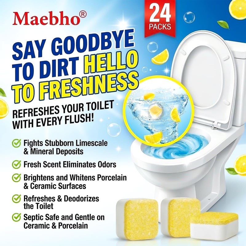 Maebho Toilet Bowl Cleaner Tablets – Deodorizer & Septic Safe,