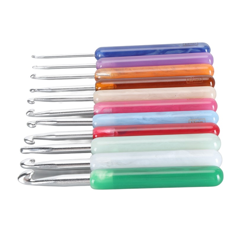 11PCS Set Knitting Crochet Hook Ergonomic Aluminum Crochet Hooks Set