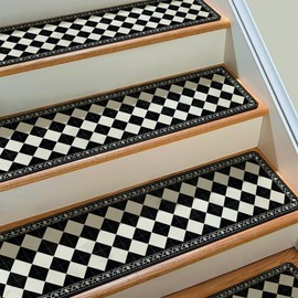Boho Stair Treads Non Slip - Carpet Stair Treads for Wooden Steps Indoor, Stair Rugs for Kids, Elders and Dog, Stair Runners for Wooden Steps, 15 pcs