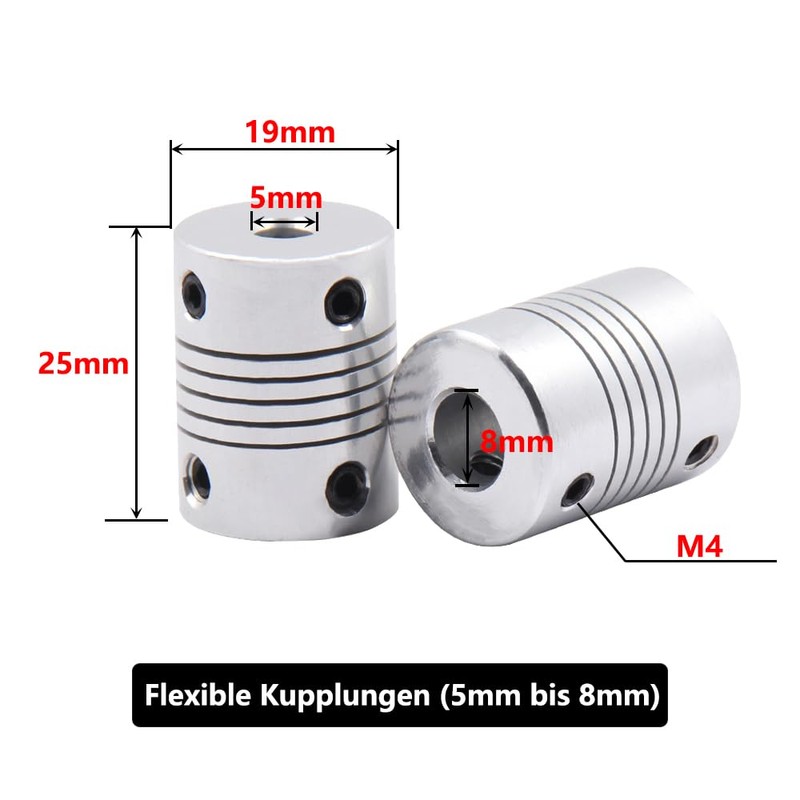 Saipor Pack of 5 Flexible Couplings (5 mm to 8