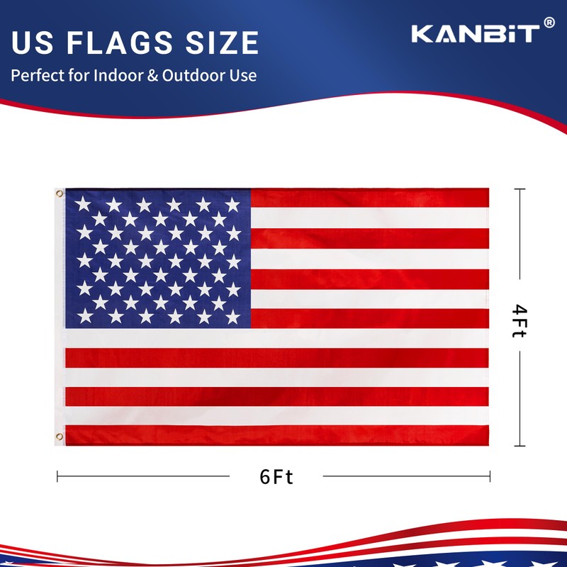 KANBIT American Flag 4x6 Ft, US Flags Polyester with Strong