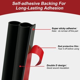 40FT Door Weather Stripping Door Seal, Extra Thick D-Shape Self-Adhesive Rubber Door Insulation Strip,Anti-dust and Noise Reduction,Door Seal Strip for Large Gap（White）