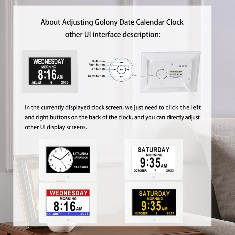 Golony Digital Alarm Clock for Seniors with Time,Date,and Month Display.Features