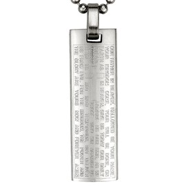 Dahlia English Lord's Prayer and Cross Stainless Steel Large Pendant Necklace 24"