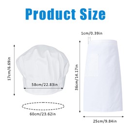 Hsrag 2 Pcs Chef Hat and Apron, Unisex Chef Costume Adult Mushroon Design Adjustable Kitchen Uniform Cap for Baking Party Cooking Restaurant