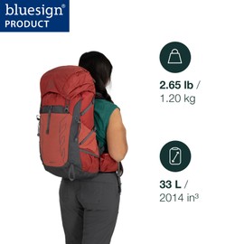 Osprey Tempest 33L Women's Lightweight Hiking Backpack with Hipbelt, Red Pampas/Coal Grey