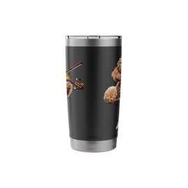 Funny Orchestra Musician Violinist Doodle Dog Playing Violin Stainless Steel Insulated Tumbler