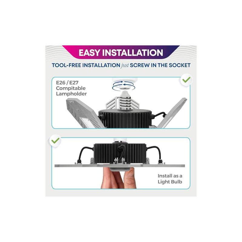 Bell+Howell Triburst Screw in LED Garage Lights, 4000LM LED Shop