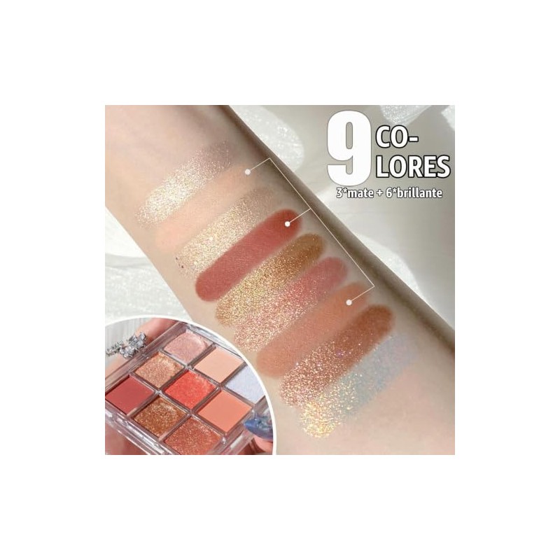 Paleta de Sombra de Ojos 9 Colores - NacaradaBrilloMate, 1
