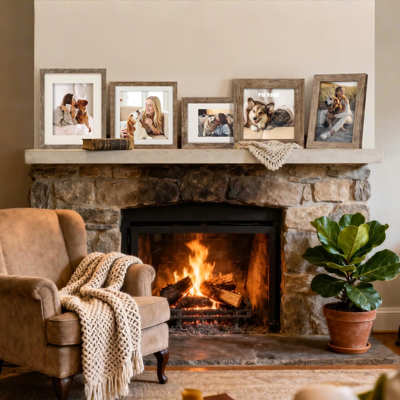 TOFOREVO 4x4 Picture Frames Set of 6 Rustic Wood Grain