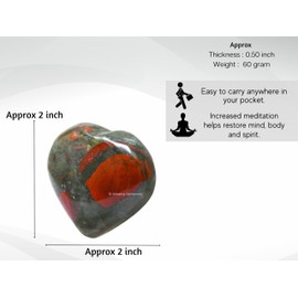 Thulite Crystal Heart Palm Stone - Pocket Massage Worry Stone for Natural Body Chakra Balancing, Reiki Healing and Crystal Grid