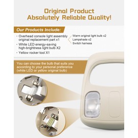 JUQAFY Overhead Console Map Dome Light Fit for Dodge Ram 1500 2500 3500 4500 5500 Truck 2002-2010, with Two Additional Yellow/White Bulbs Replace 1DK78BD1AA