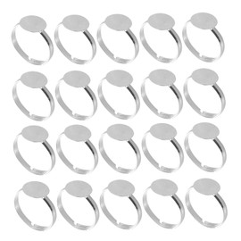 Operitacx 20pcs Adjustable Blank Ring Bases for DIY Jewelry Making Round Pad Ring Settings Finger Blanks for Crafts and Resin Projects