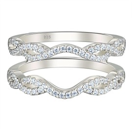 Wuziwen Sterling Silver Women's Ring Guard Enhancer for Engagement Rings Wedding Band CZ Size 9
