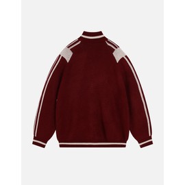 Aelfric Eden Red Cardigan Sweaters Womens Full Zip Oversized Cardigans 2024 Contrast Color Knit Sweater Coat