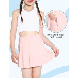 Hvididan - Falda de tenis para niñas, estilo casual, lindo, con forro de bolsillo, pantalones cortos deportivos para entrenamiento, 5-14 años, Rosado, 11-12 Años