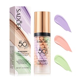 Primer for Face Before Makeup,One Step Color Corector Primer,SPF 50 PA+ 3 In 1 Sunscreen Isolation Cream,Color Correcting Facial Serum Oil Control & Moisturizing Skin Tone