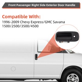 DEAL New 1pc Front Passenger Right Side Textured Black Exterior Door Handle w/Key Hole Replacement Kit Compatible With 96-09 Express/Savana 1500/2500/3500/4500 Van