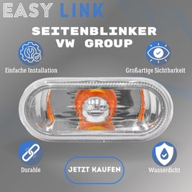 Easy Link Side Indicator Yellow Indicator Indicator Light Compatible with VW Golf Polo Passat Amarok Caddy T5 Sharan Lupo Bora Up Seat Ibiza Leon Toledo Alhambra 2K0949117 7H0949117 7E0949117