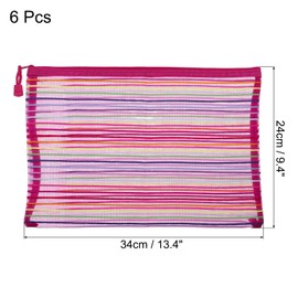 MECCANIXITY Mesh Zipper Pouches, A4 Colorful Pencil Case Document File Bags Storage Organizer for Office Supply Travel Accessory, Rose Red Pack of 6
