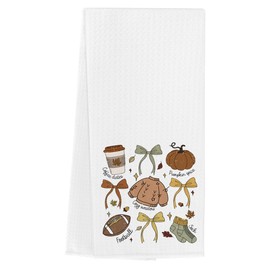 XFW Fall Kitchen Towels Fall Decorations for Home Autumn Pumpkin Bow Dish Towels Decor for Bathroom Autumn Thanksgiving Housewarming Gifts 14.6 × 23.6 Inches