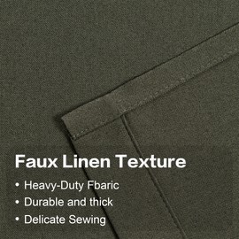 KEQIAOSUOCAI Olive Green 100% Blackout Linen Curtains 102 Inches Long 2 Panels for Bedroom,Modern Farmhouse Full Black Out Room Darkening 8.5 Ft Length Floor to Ceiling Blackout Curtains