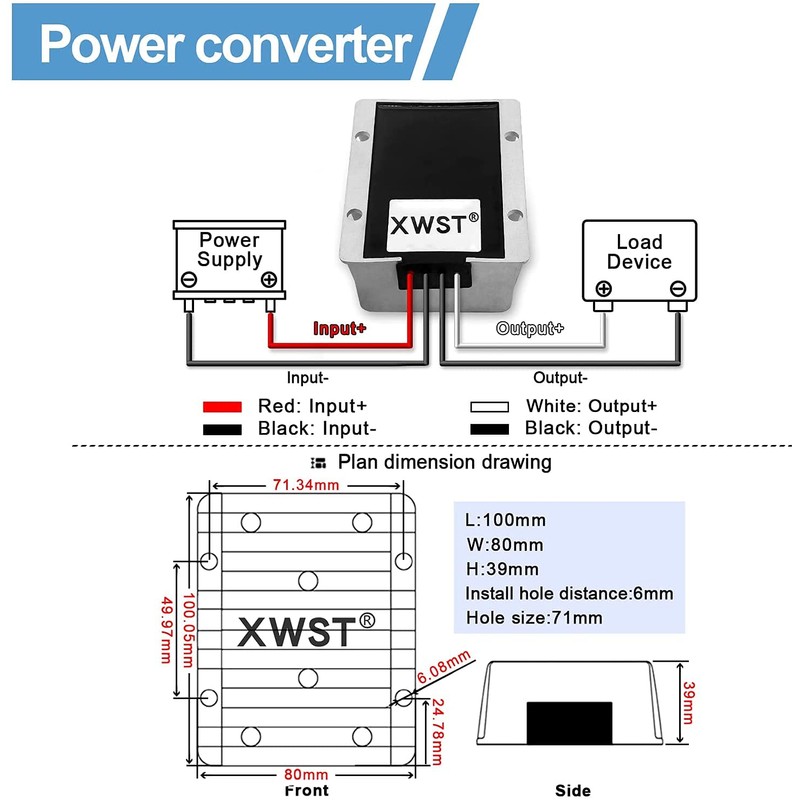 XWST DC DC 36V 48V auf 24V Spannungsregler 30A 720W