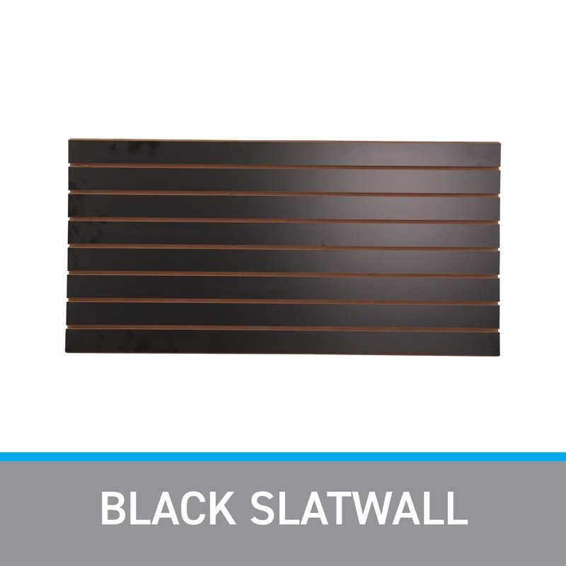 SSWBasics 4 ft x 2 ft Horizontal Black Slatwall Panels