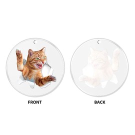 WIRESTER Hanging Ornaments for Christmas Tree Holidays, Party, Car, Home, Office Decoration, Large 3 inch Acrylic Ready to Hang Ornament - Orange Tabby Cat Attack