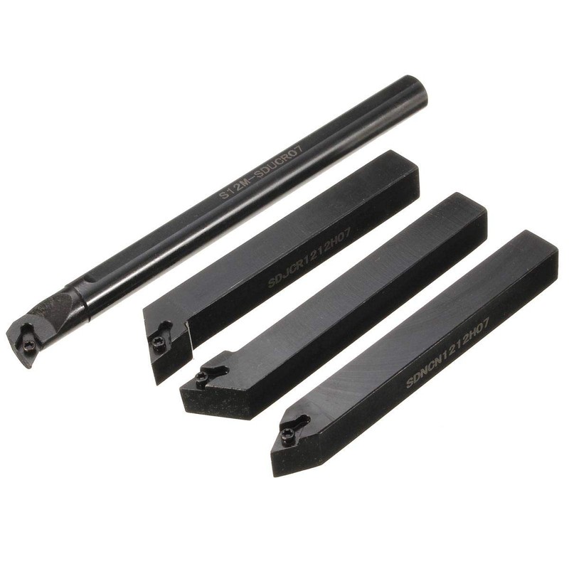 KATSU Lathe Turning Cutting Tool Set with 4PCs Indexable Inserts